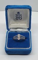 18k White Gold Sparkling Floral Multi-Row Diamond Cluster Ring Size 8
