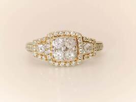 Lady's 10 Karat White Gold Engagement Ring with Rose Gold Accents
