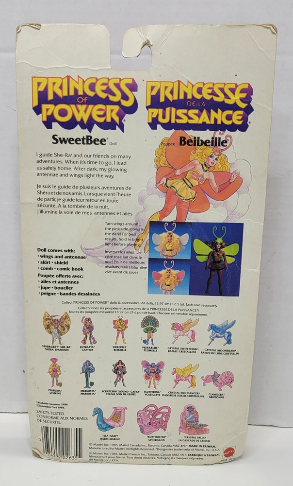 Vintage 1985 She-Ra Princess of Power SweetBee Action Figure MOTU Canadian Card!