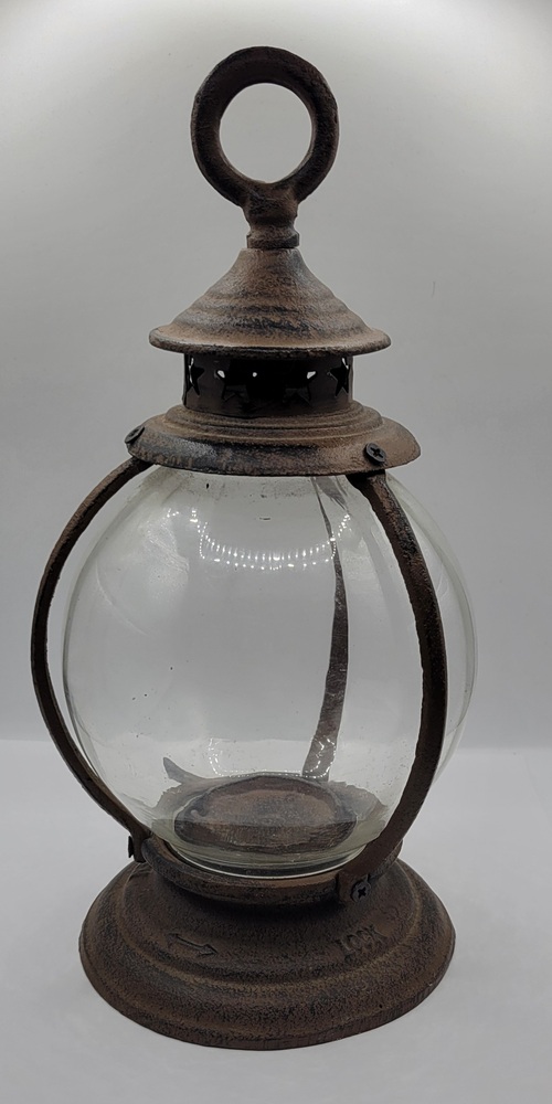Vintage Cast Iron Glass Globe Tea Light Candle Lantern
