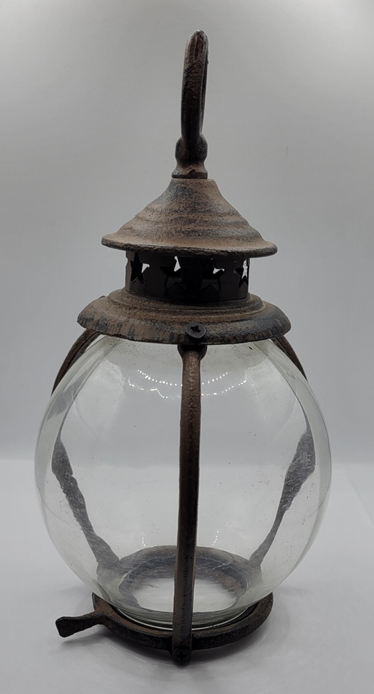 Vintage Cast Iron Glass Globe Tea Light Candle Lantern