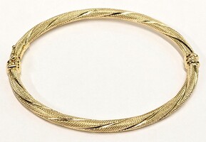 14 Karat Yellow Gold 4mm Bangle Bracelet - Sz: 7-Inch