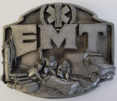 EMT FIRST ON THE SCENE PEWTER BELT BUCKLE