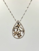 10k White Gold & Diamond "MOM" Pendant Approximate t.c.w. 0.05