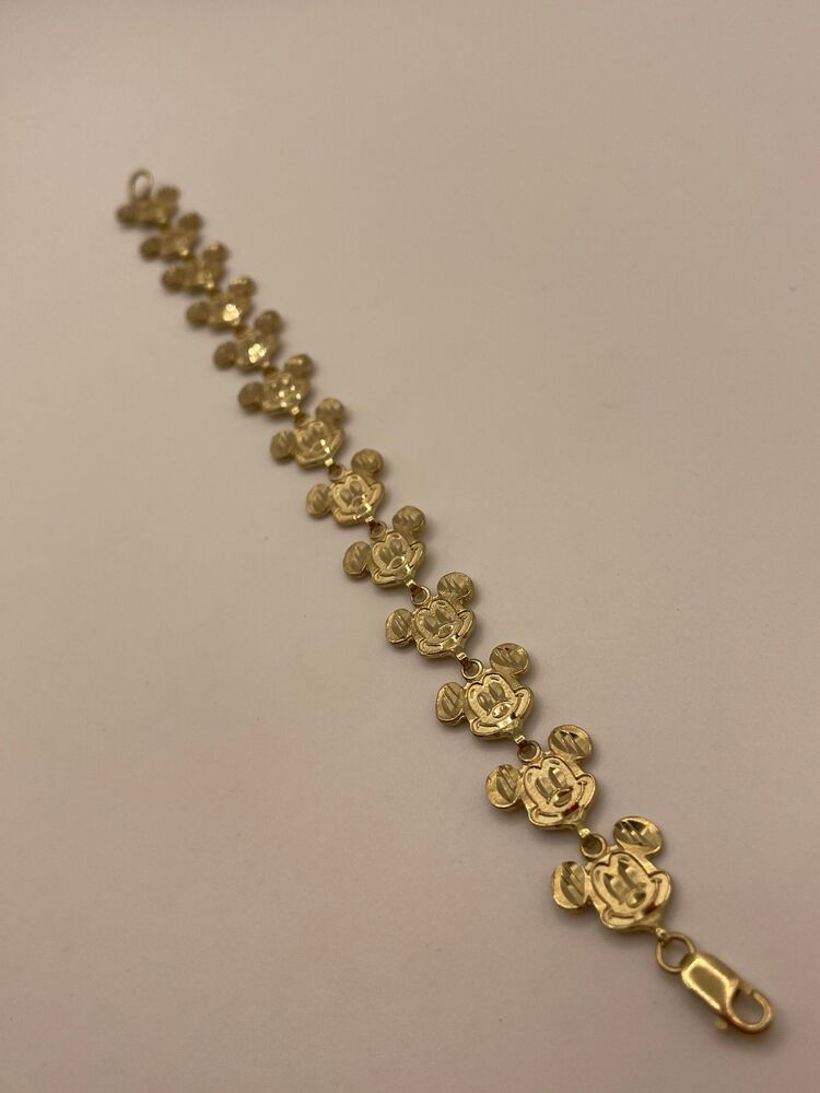 Mickey Mouse Face Bracelet, 10 Karat Yellow Gold