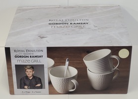  ROYAL DOULTON MAZE GRILL GORDON RAMSEY FOUR PIECE MUG SET