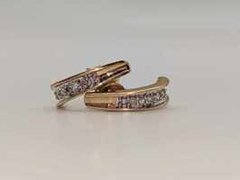 C Hoop Earrings, 14 Karat Yellow Gold