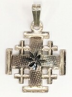 .925 Sterling Silver Jerusalem Cross Pendant