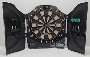 Halex 64462 Electronic Dart Board Cabinet 4 Player 65 Games Includes Darts