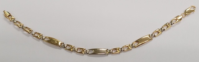 18 Karat Two Tone Yellow and White Gold Bracelet - Size: 8"