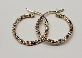 14KTG Twisty Braided Hoop Earrings 