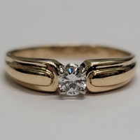 14 Karat Yellow Gold Solitaire Ring - Size: 8