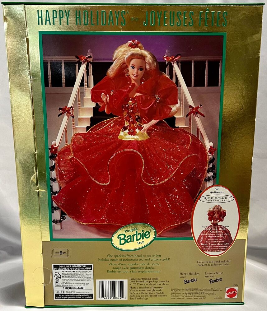 Happy Holidays Barbie 1993 NEW Mattel Special Edition #10824 UNOPENED