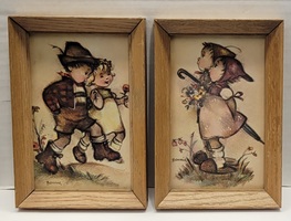 Bonnie Hummel Framed Mini Print Set Boy & Girl Brown Frame 4x6