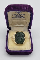 10k Yellow Gold Carved Canadian Nephrite Jade Ring Size 10.5