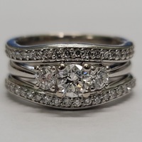 14 Karat White Gold Diamond Wedding Set Ring - Size: 5.5