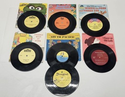 7 VINTAGE Walt Disney Sesame Street Children's Read Along & Musical Records 
