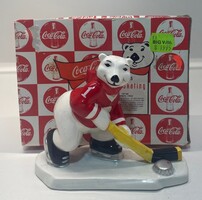 1995 Coca Cola Enesco Ceramic Polar Bears Always Playing Hockey
