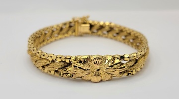 18k Yellow Gold Rope Style Bracelet with Bow 7.5"