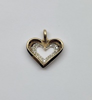 10k Yellow & White Gold and Diamond Open Heart Pendant 0.03ct