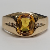10 Karat Yellow Gold Men's Solitaire Ring - Size: 11.5