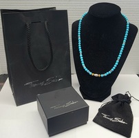 Thomas Sabo Necklace with Turquoise Beads and Tiger's Eye Beads Silver