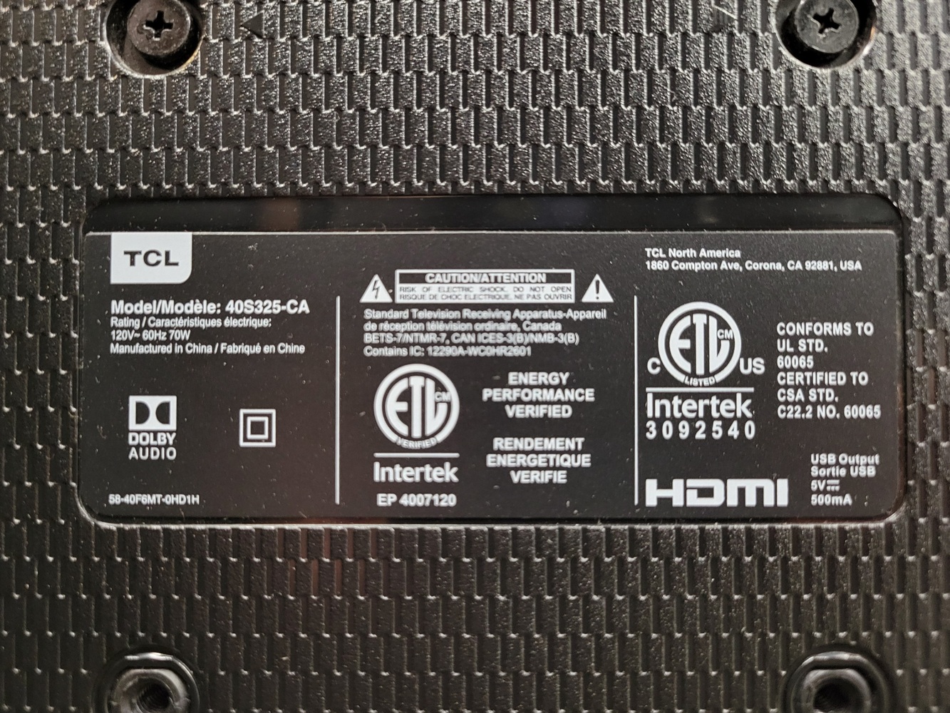 TCL 40 Class 1080P FHD LED Roku Smart TV 3 Series 40S325
