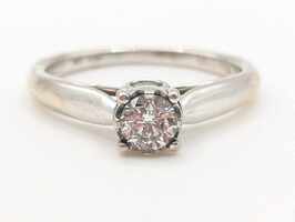 Ladies 10 Karat White Gold Solitaire Diamond Ring