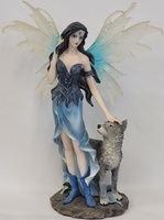 Green Earth "Hala standing with wolf" Fairy Statue 