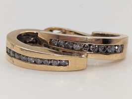 10 Karat Yellow Gold, Hoops with Diamonds