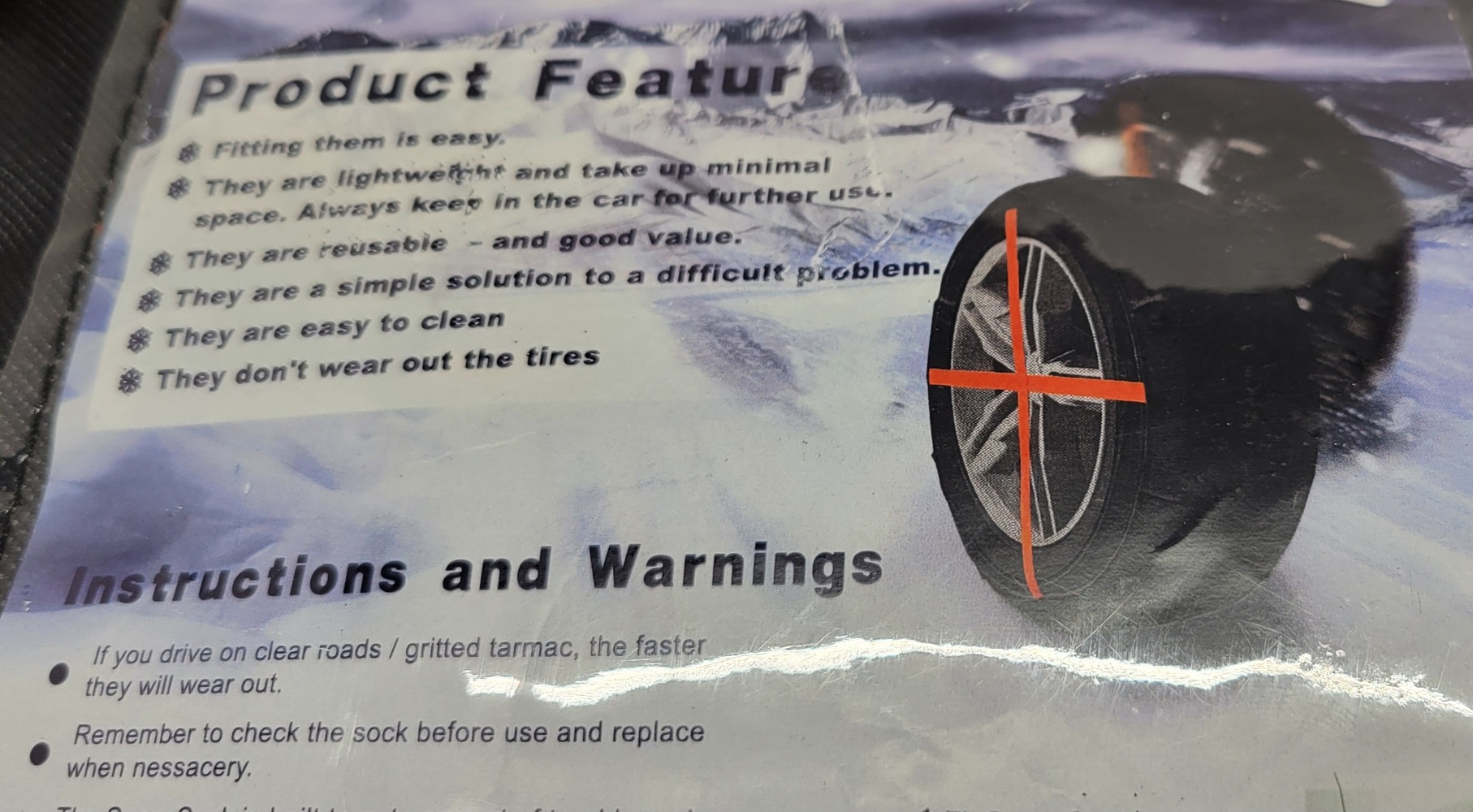 Automobile Tire Snow Sock 2-Pack 50km/hr 