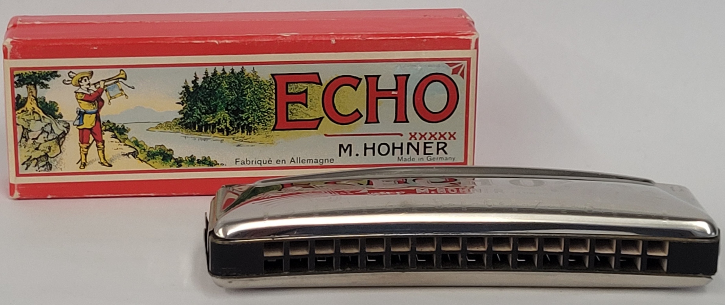 Vintage Echo M.Hohner Curved Harmonica Key of G in Original Box