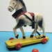 Antique German Wooden Pull Along Horse Toy Made in GDR