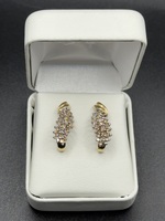10K Two Tone Gold Champagne Diamond Cluster Earrings Approx. TCW 0.25 *NO BACKS