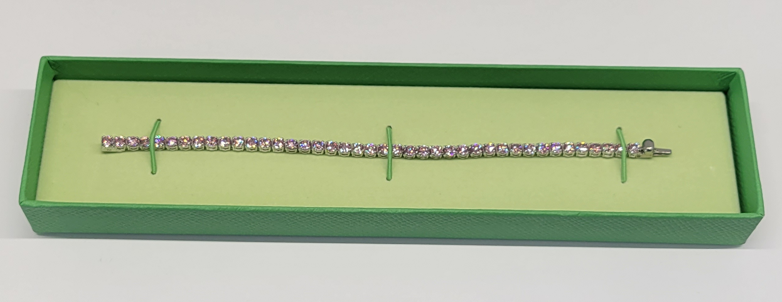 Swarovski Matrix Tennis Bracelet Round Cut Small Pink Rhodium Plated 