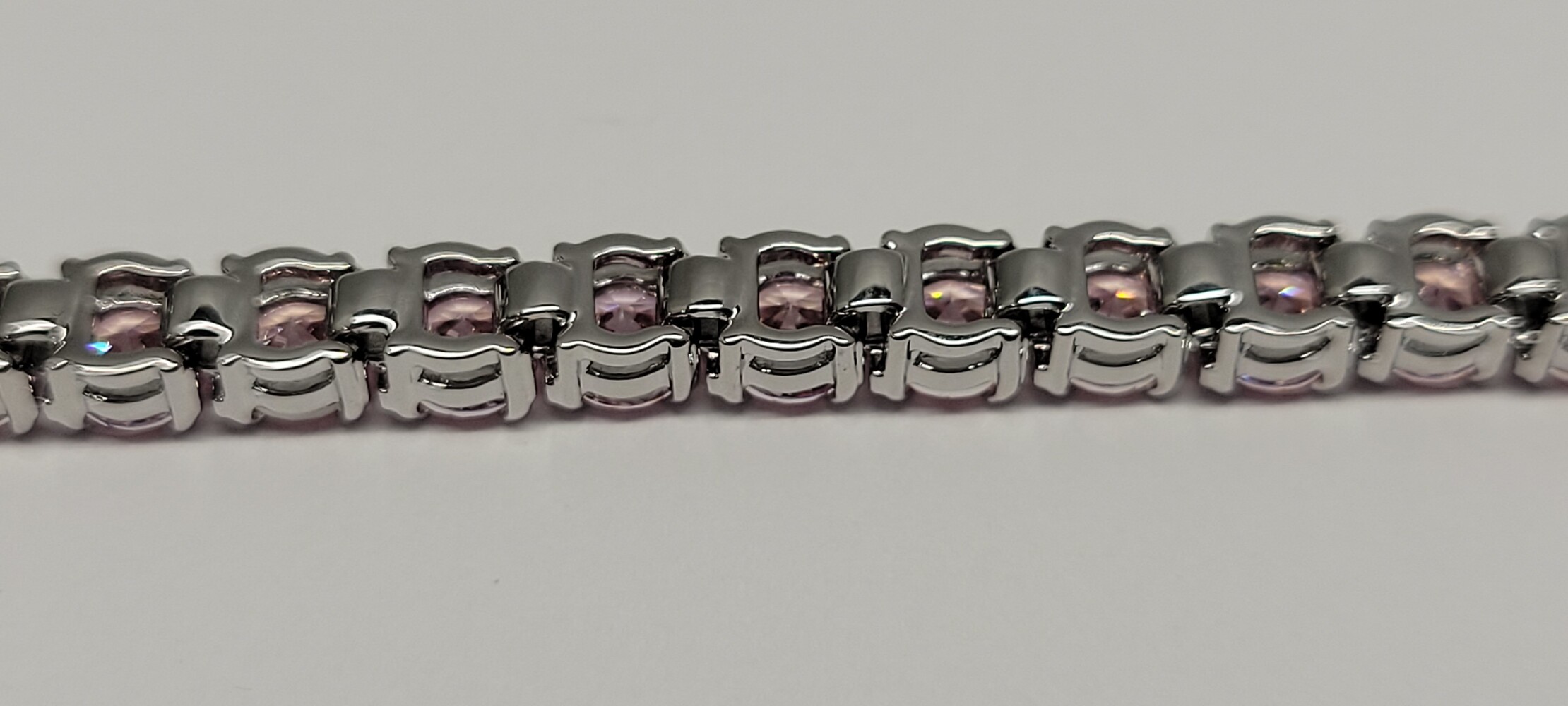 Swarovski Matrix Tennis Bracelet Round Cut Small Pink Rhodium Plated 