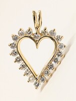 14 Karat Yellow Gold Diamond Heart Pendant Charm 1.11 TCW