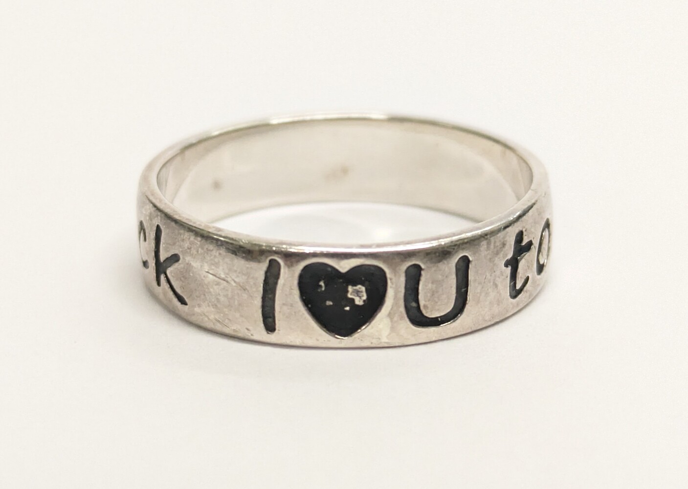 925 Sterling Silver Ring Band 'I Love You To The Moon And Back' Size 8