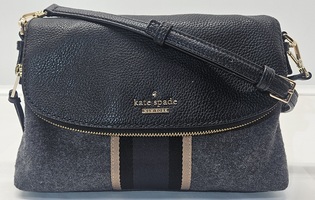 KATE SPADE Jackson Street Harlyn Leather Crossbody Bag - Black/Charcoal