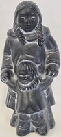 Inuit Mother & Child Soapstone Figurine 