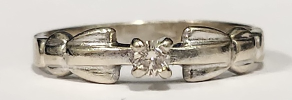14 Karat White Gold and Diamond Solitare Ring Size #7.5