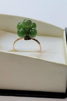 10k Yellow Gold Green Gemstone Cluster Ring Size 6.5