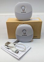 2 Pack AUVON Rechargeable Motion Sensor Night Light Warm White LED Stick-On 