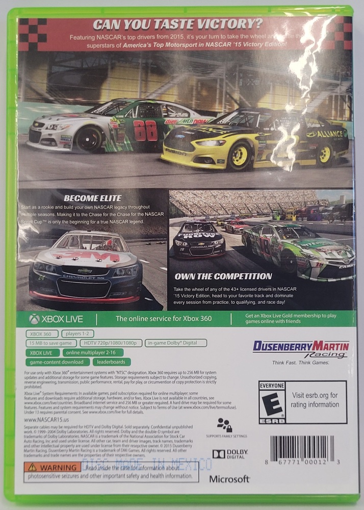 NASCAR '15 Victory Edition *XBOX 360* Game *Like New* Complete *Joey Logano*