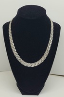 0.925 Silver Braided Herringbone Necklace 18"