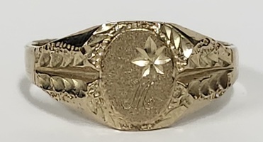 10 Karat Yellow Gold Monogram Signet Ring - Size: 9.25