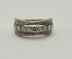 14k Yellow Gold Multi-Row Diamond Band Size 6 Approximate t.c.w. 0.82