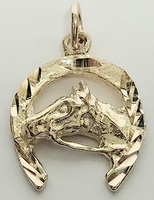 10 Karat Yellow Gold Horse Head and Shoe Pendant