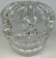 Vintage Hand Blown Clear Glass Bride Bank Flower Frog Vase
