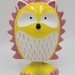 GreenEarth Amigos Hand Painted Ceramic Hedgehog Bobblehead - Pink & Yellow